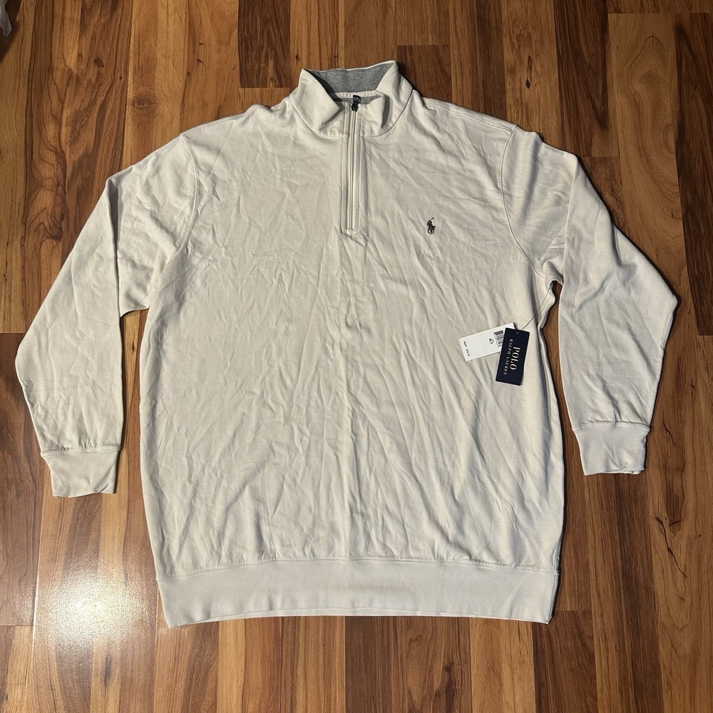 NWT Polo Ralph Lauren Quarter Zip Men's 2LT White Cream Sweater Old Money Preppy